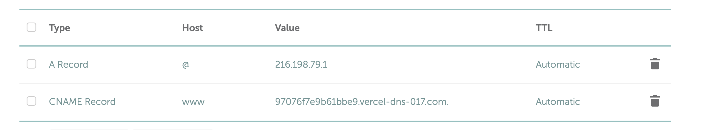 Namecheap domain registrar's DNS settings